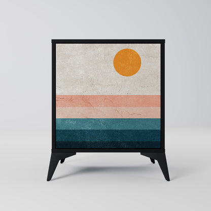 TWO HALVES 1-Door Sideboard in Black Finish