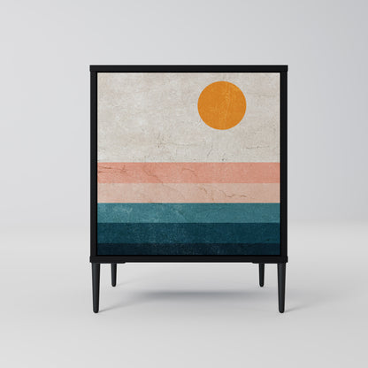 TWO HALVES 1-Door Sideboard in Black Finish