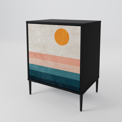 TWO HALVES 1-Door Sideboard in Black Finish