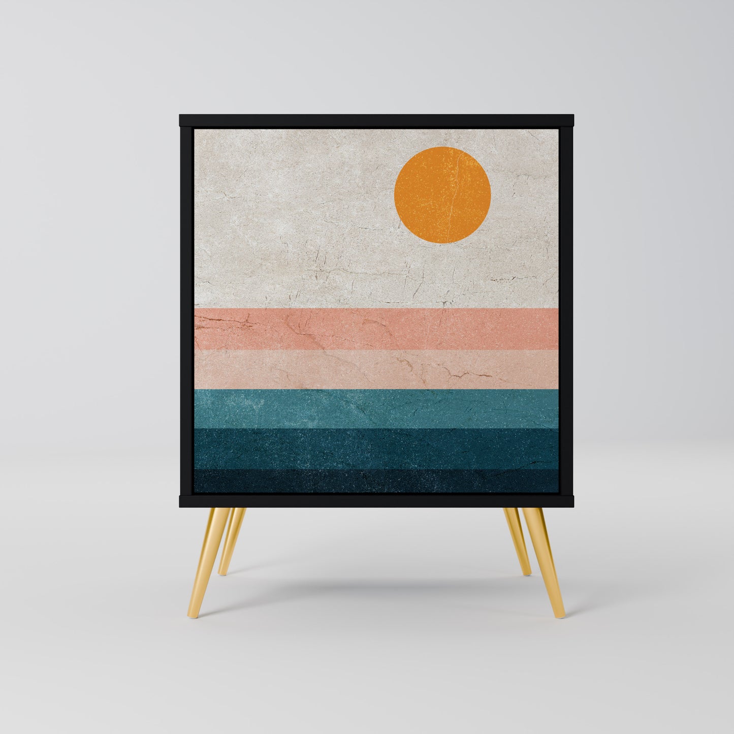 TWO HALVES 1-Door Sideboard in Black Finish