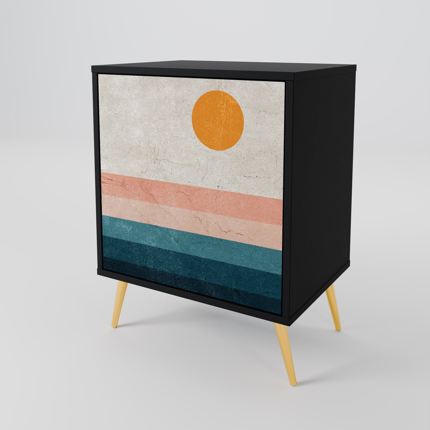 TWO HALVES 1-Door Sideboard in Black Finish