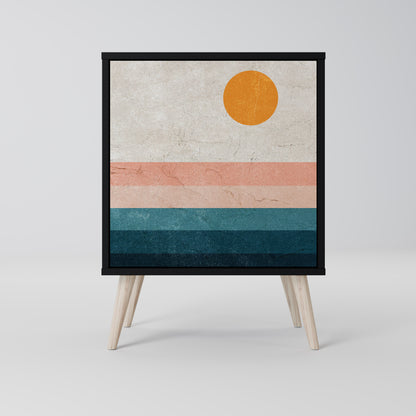 TWO HALVES 1-Door Sideboard in Black Finish