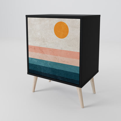 TWO HALVES 1-Door Sideboard in Black Finish