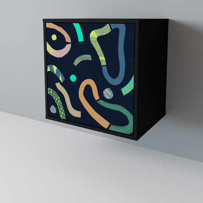 Credenza CONTRAST DANCE a 1 anta con finitura nera