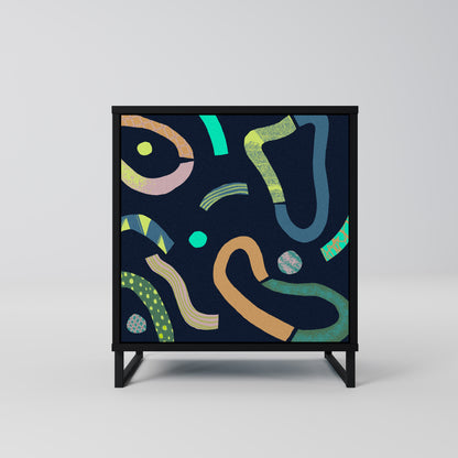 Credenza CONTRAST DANCE a 1 anta con finitura nera