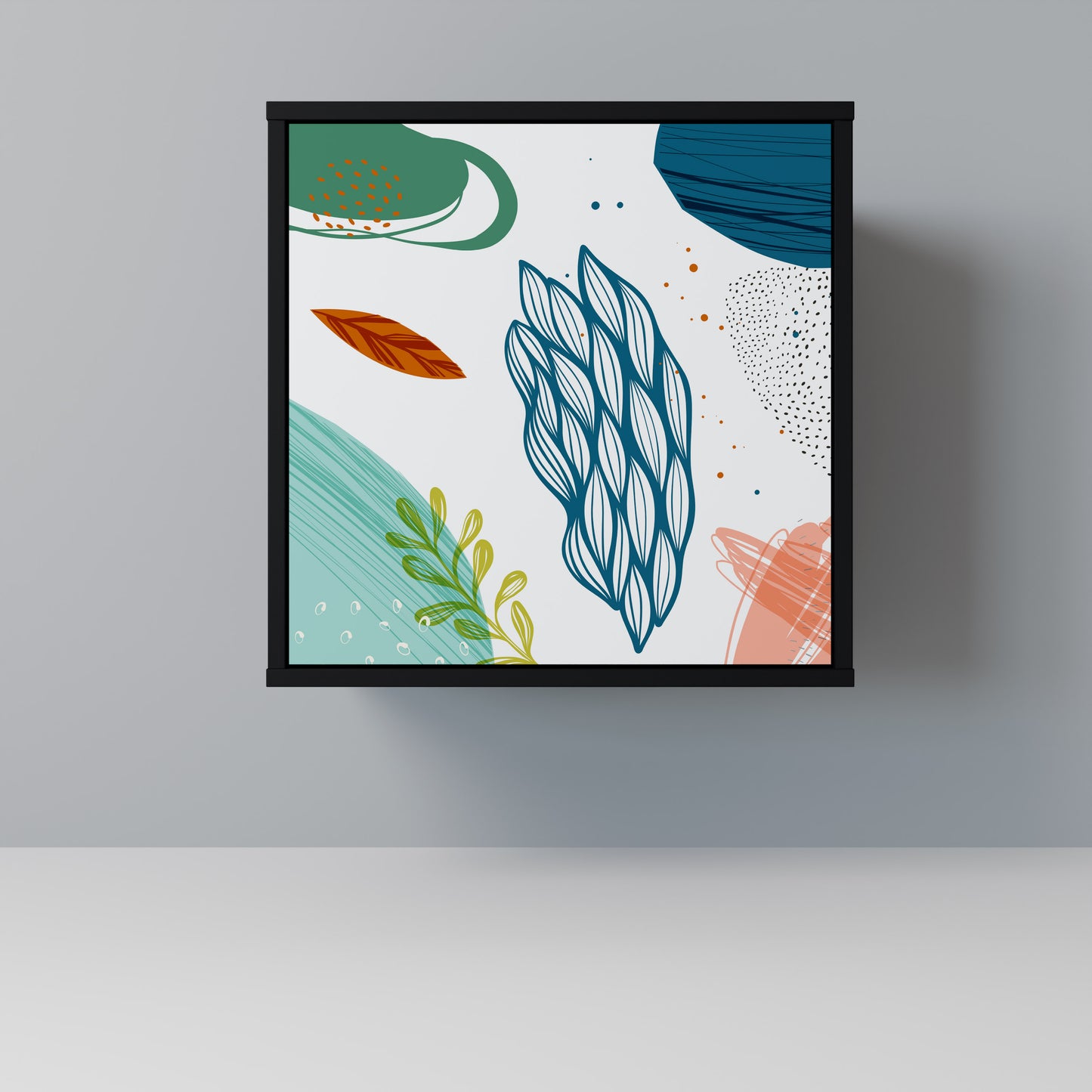 Credenza BOTANICAL HURRICANE a 1 anta con finitura nera