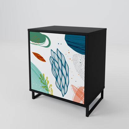 Credenza BOTANICAL HURRICANE a 1 anta con finitura nera
