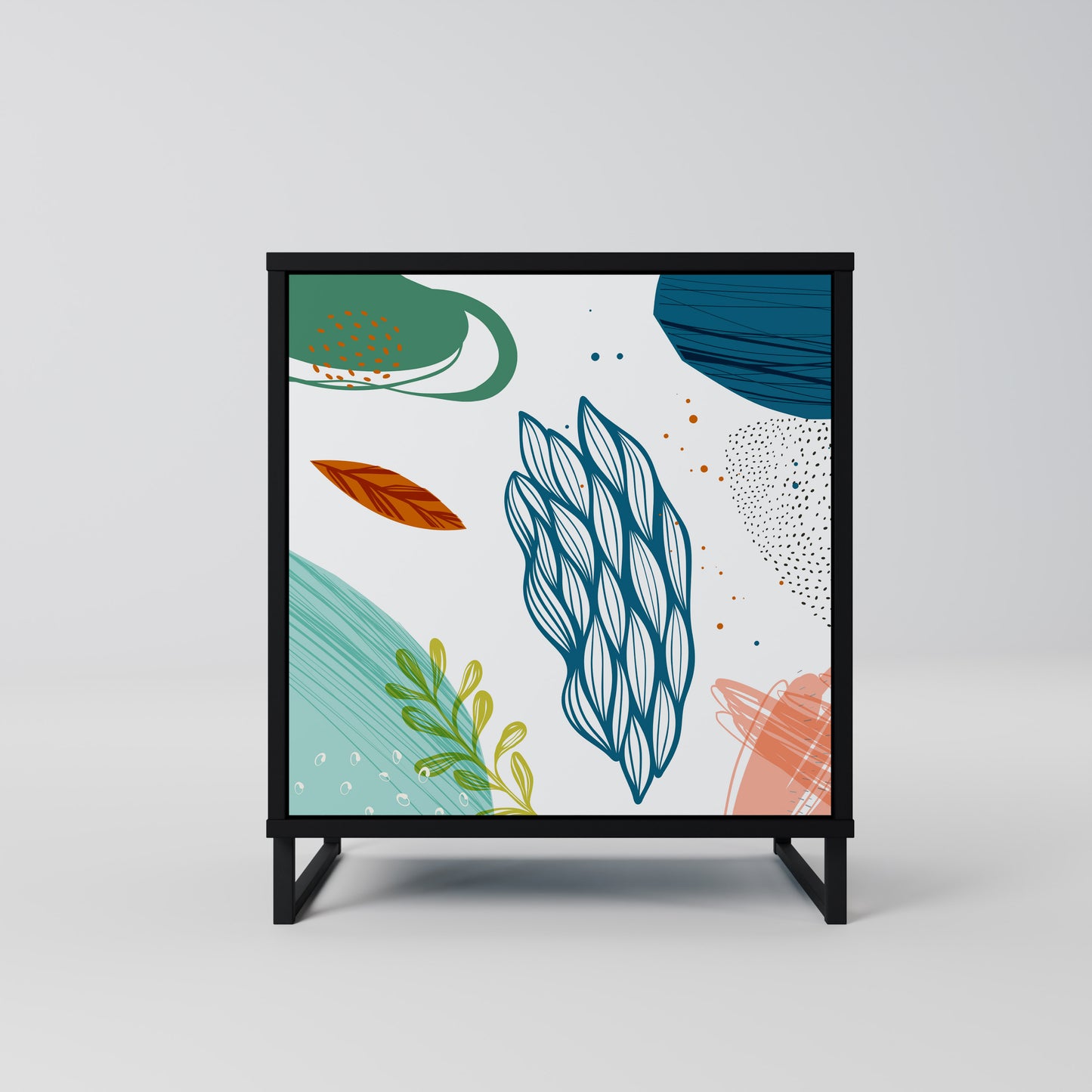 Credenza BOTANICAL HURRICANE a 1 anta con finitura nera