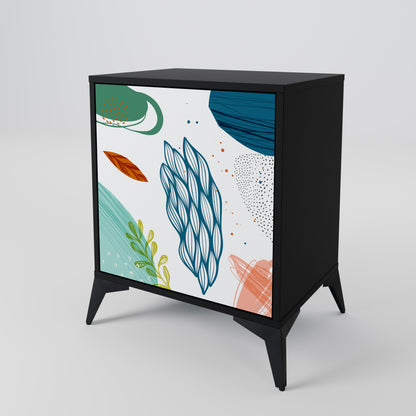 Credenza BOTANICAL HURRICANE a 1 anta con finitura nera