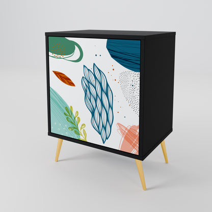 Credenza BOTANICAL HURRICANE a 1 anta con finitura nera