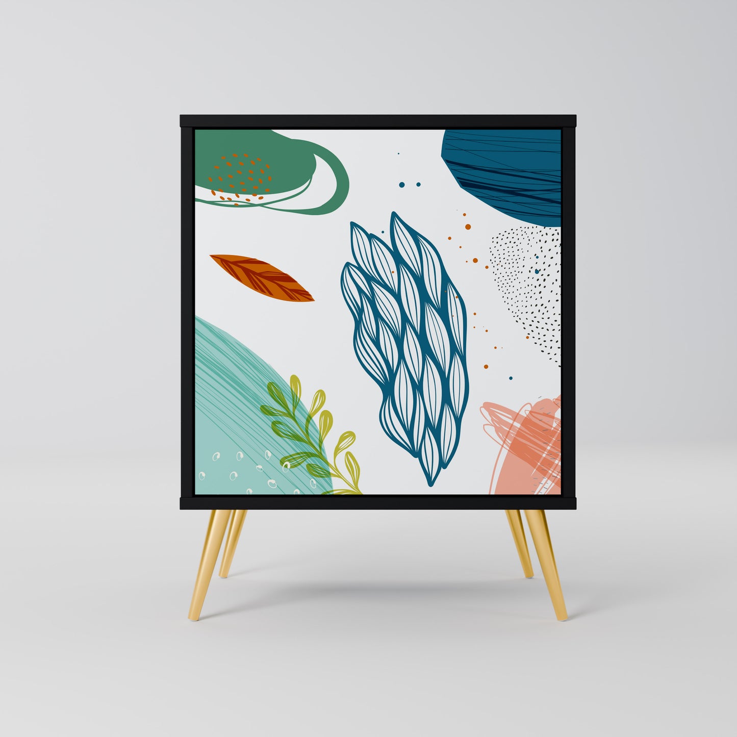 Credenza BOTANICAL HURRICANE a 1 anta con finitura nera