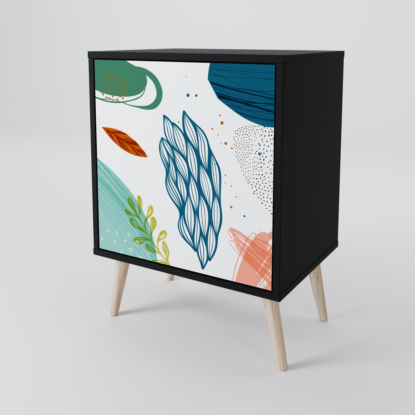 Credenza BOTANICAL HURRICANE a 1 anta con finitura nera