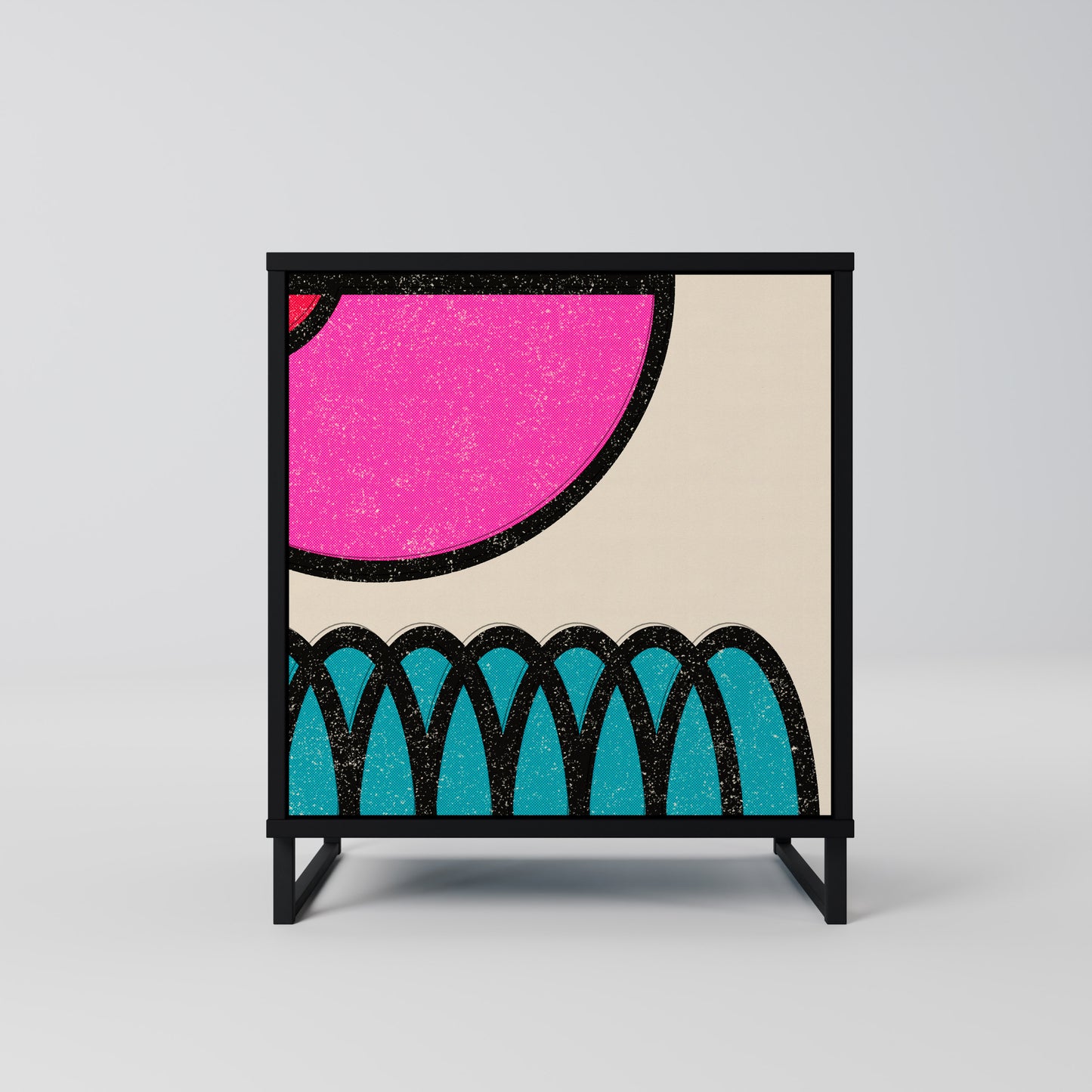 Credenza GEOMETRIC RHAPSODY a 1 anta con finitura nera