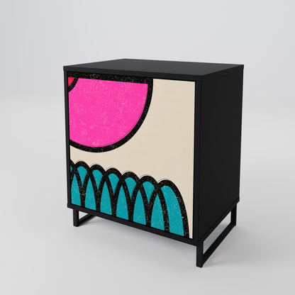 Credenza GEOMETRIC RHAPSODY a 1 anta con finitura nera