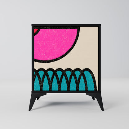 Credenza GEOMETRIC RHAPSODY a 1 anta con finitura nera