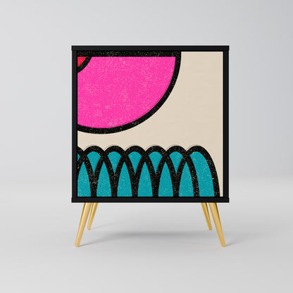 Credenza GEOMETRIC RHAPSODY a 1 anta con finitura nera