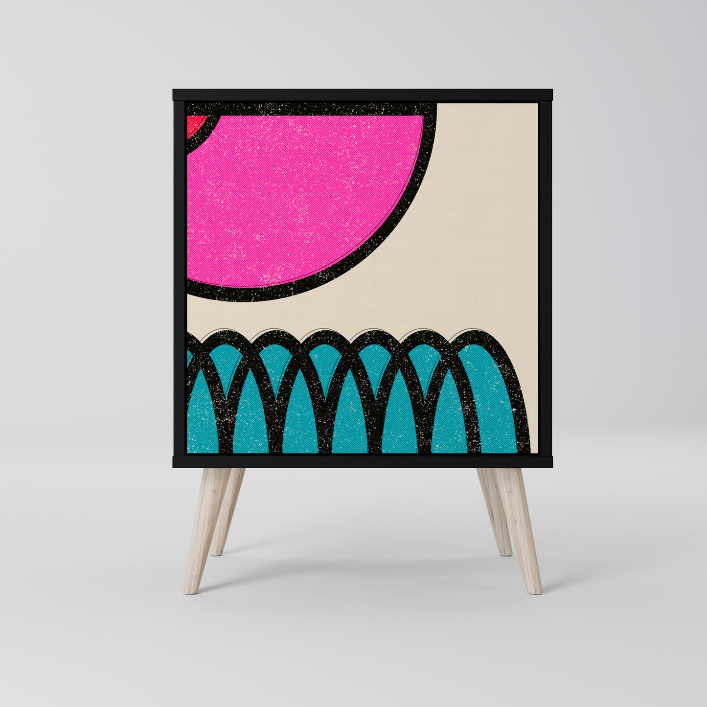 Credenza GEOMETRIC RHAPSODY a 1 anta con finitura nera