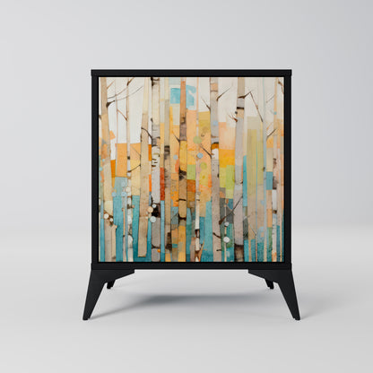BIRCH KALEIDOSCOPE 1-Door Sideboard in Black Finish