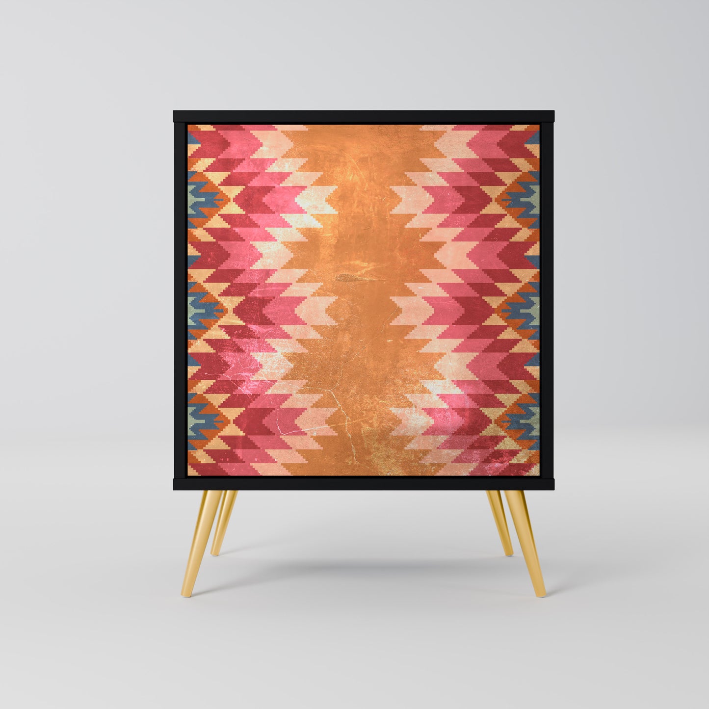 Credenza INDIAN FOLK a 1 anta con finitura nera