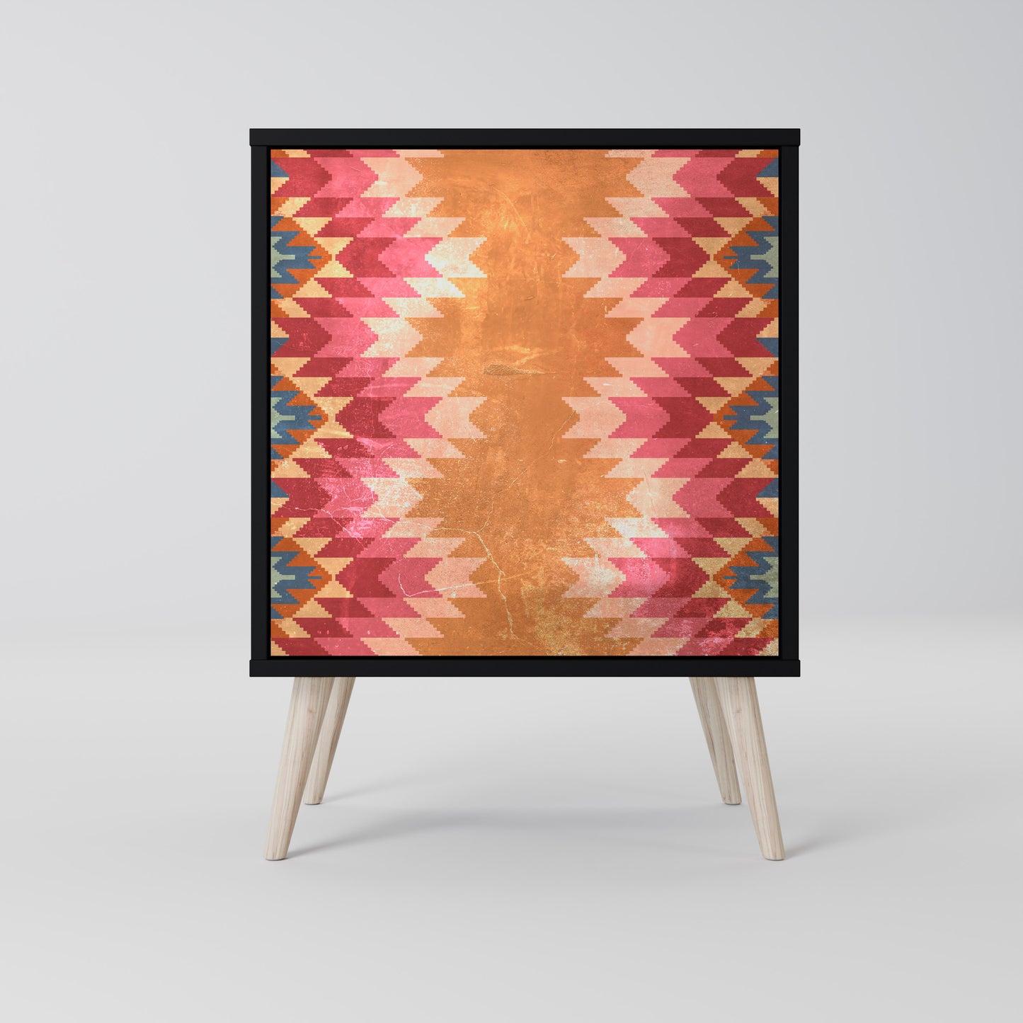 Credenza INDIAN FOLK a 1 anta con finitura nera