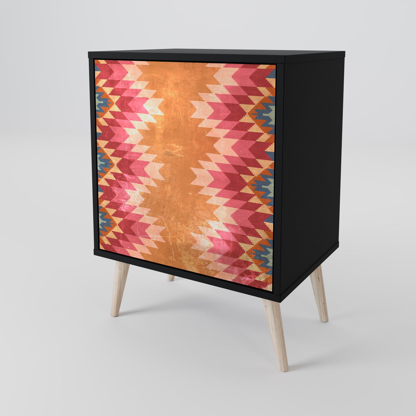 Credenza INDIAN FOLK a 1 anta con finitura nera