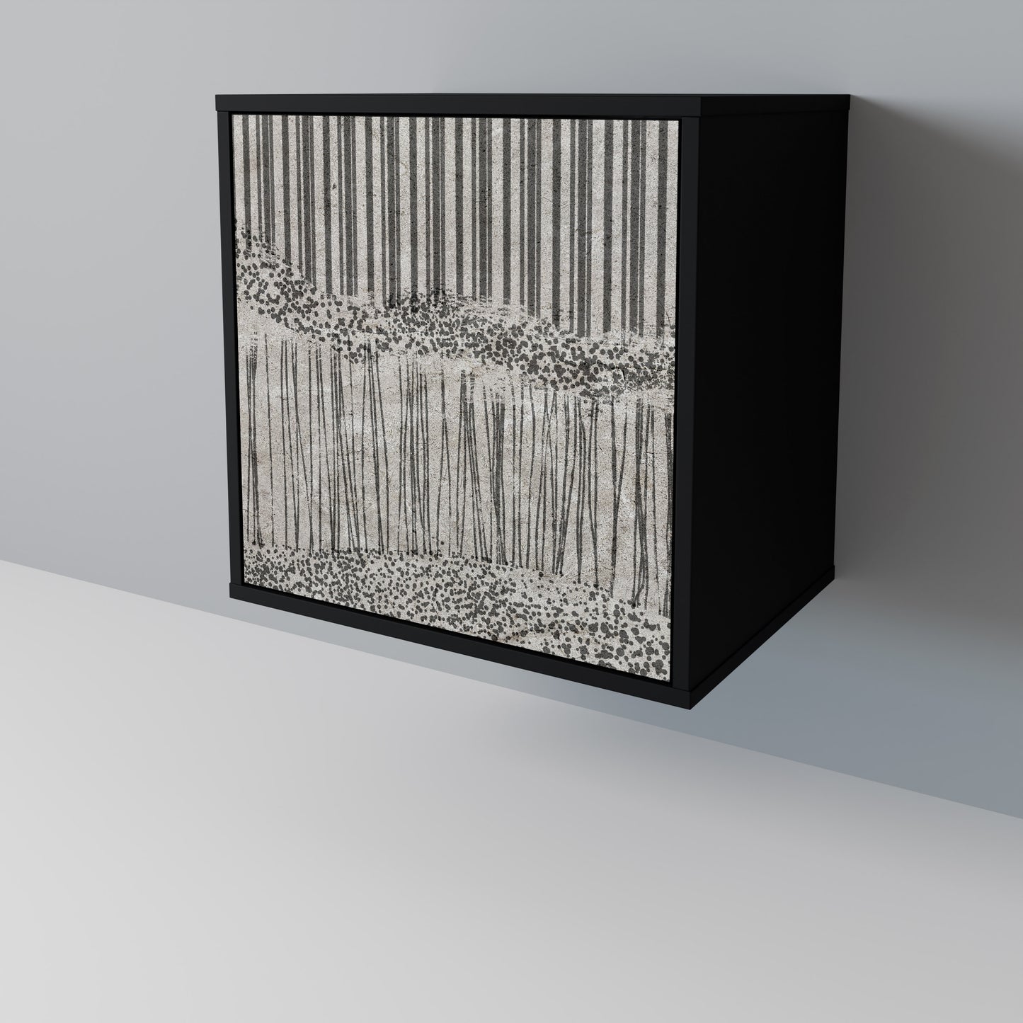 Credenza GRAIN LINES a 1 anta con finitura nera