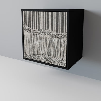 Credenza GRAIN LINES a 1 anta con finitura nera