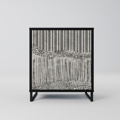 Credenza GRAIN LINES a 1 anta con finitura nera