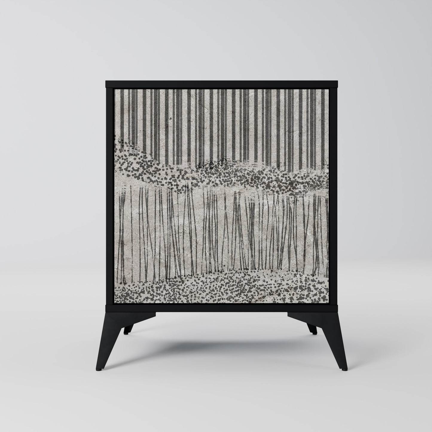 Credenza GRAIN LINES a 1 anta con finitura nera