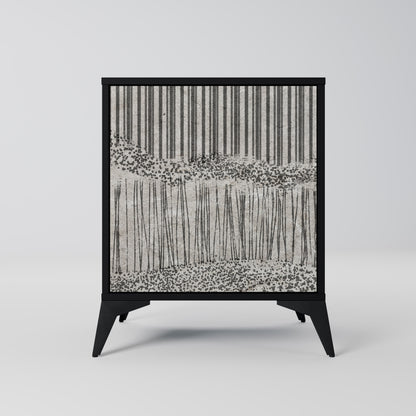 Credenza GRAIN LINES a 1 anta con finitura nera