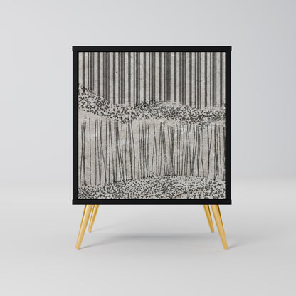 Credenza GRAIN LINES a 1 anta con finitura nera