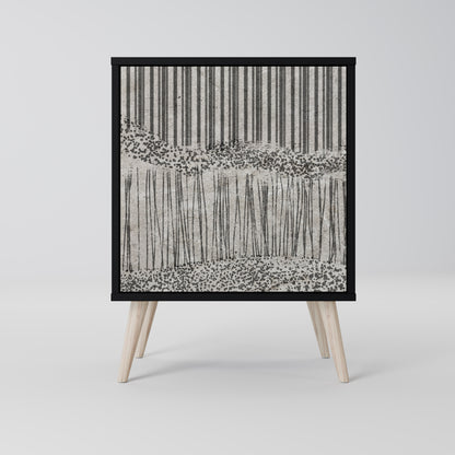 Credenza GRAIN LINES a 1 anta con finitura nera