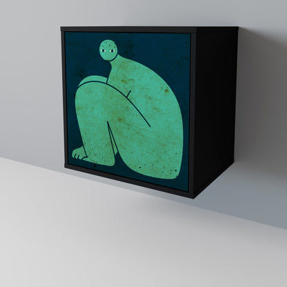 Credenza a 1 anta con finitura nera, INSIEME MA SEPARATAMENTE