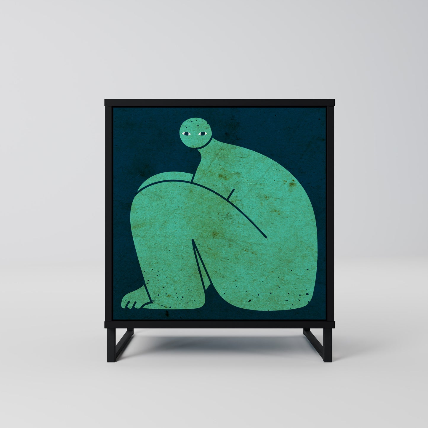 Credenza a 1 anta con finitura nera, INSIEME MA SEPARATAMENTE