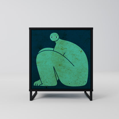 Credenza a 1 anta con finitura nera, INSIEME MA SEPARATAMENTE