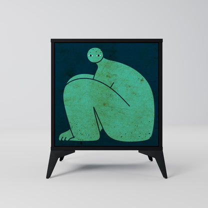 Credenza a 1 anta con finitura nera, INSIEME MA SEPARATAMENTE