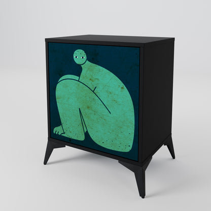 Credenza a 1 anta con finitura nera, INSIEME MA SEPARATAMENTE