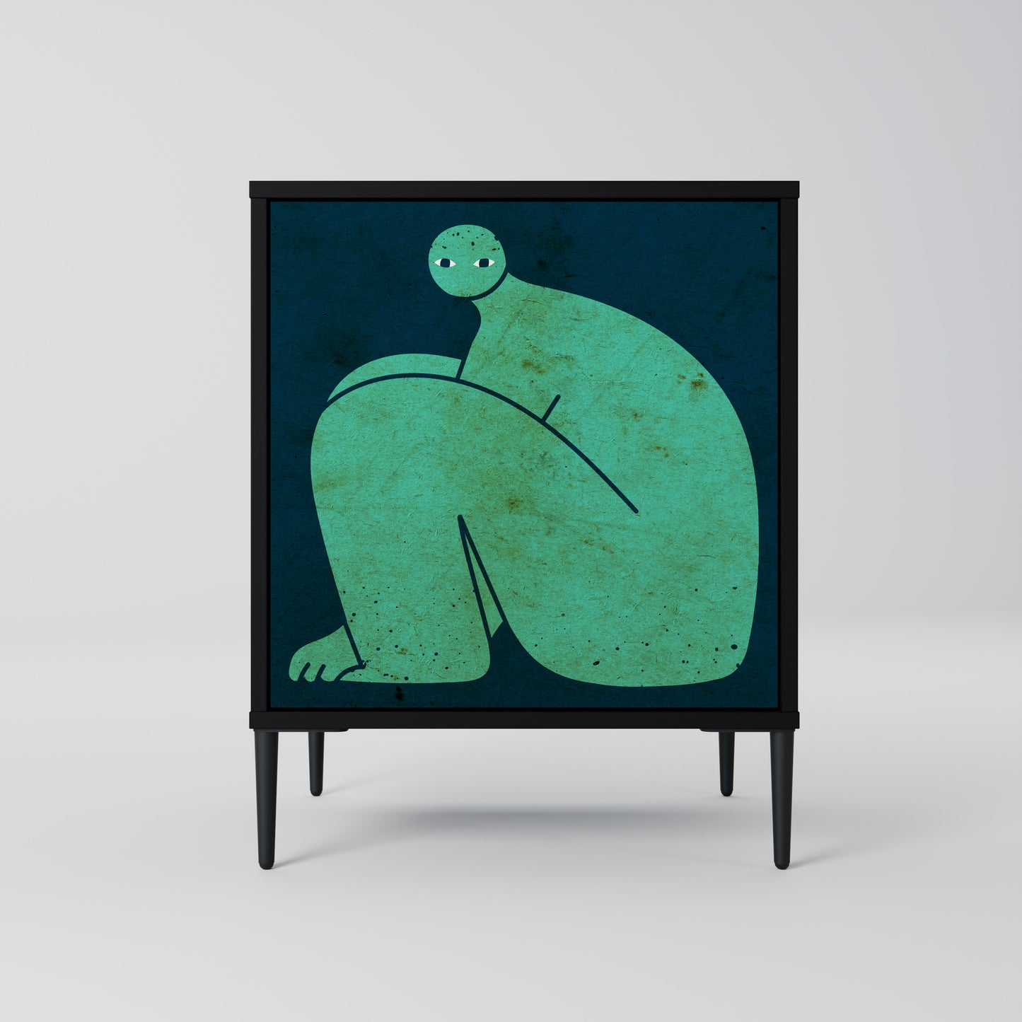 Credenza a 1 anta con finitura nera, INSIEME MA SEPARATAMENTE