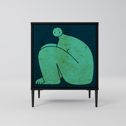 Credenza a 1 anta con finitura nera, INSIEME MA SEPARATAMENTE