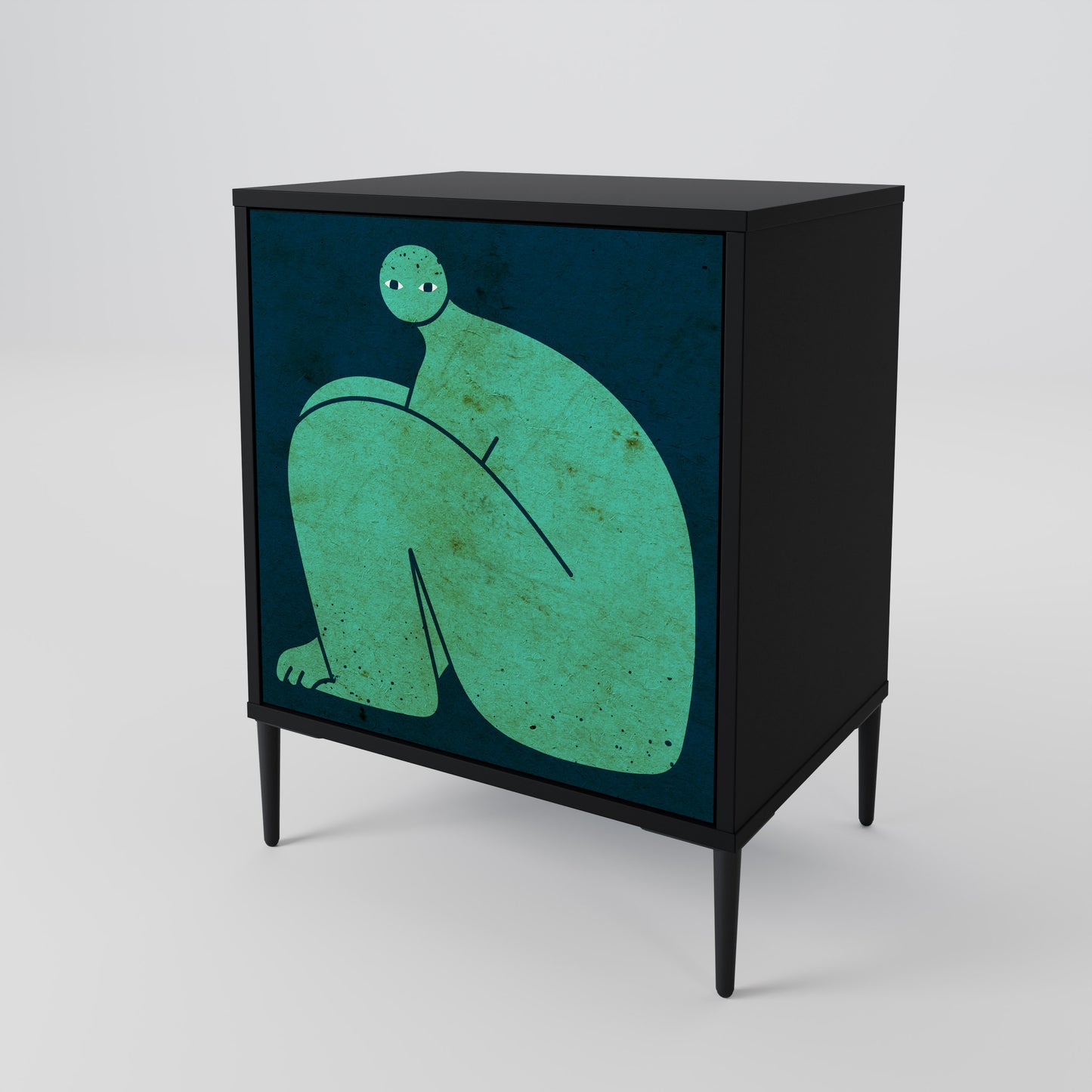 Credenza a 1 anta con finitura nera, INSIEME MA SEPARATAMENTE