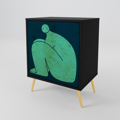 Credenza a 1 anta con finitura nera, INSIEME MA SEPARATAMENTE