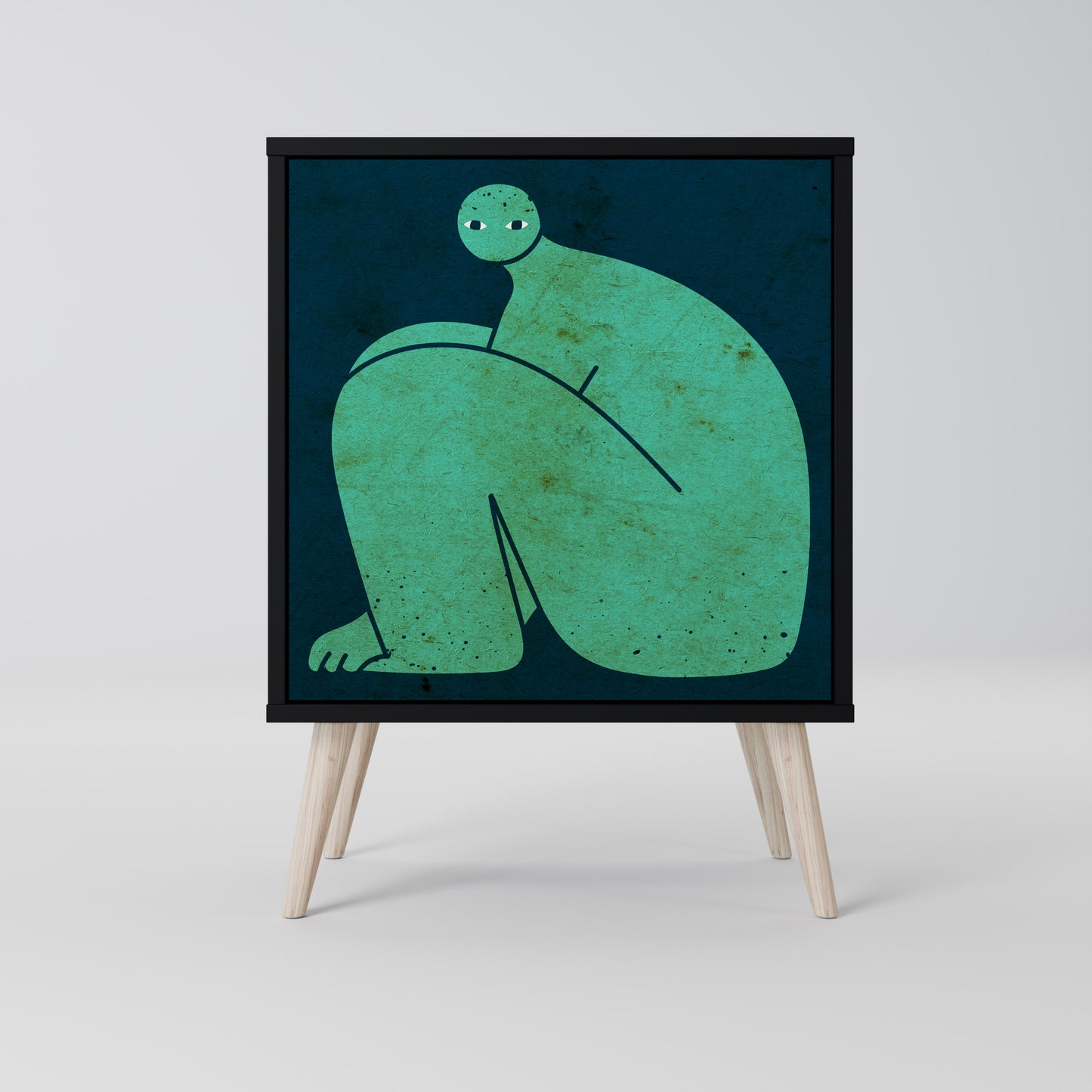 Credenza a 1 anta con finitura nera, INSIEME MA SEPARATAMENTE