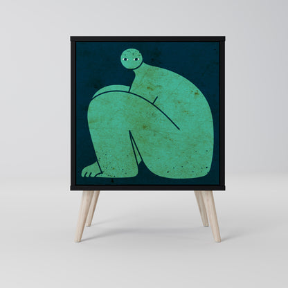 Credenza a 1 anta con finitura nera, INSIEME MA SEPARATAMENTE