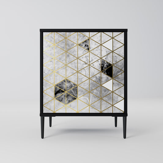 Credenza ASHEN ARIA a 1 anta con finitura nera