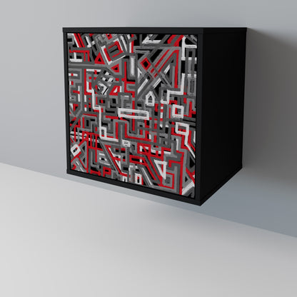 Credenza BROKEN LINES a 1 anta con finitura nera