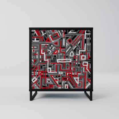 Credenza BROKEN LINES a 1 anta con finitura nera