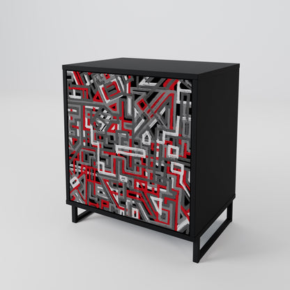 Credenza BROKEN LINES a 1 anta con finitura nera