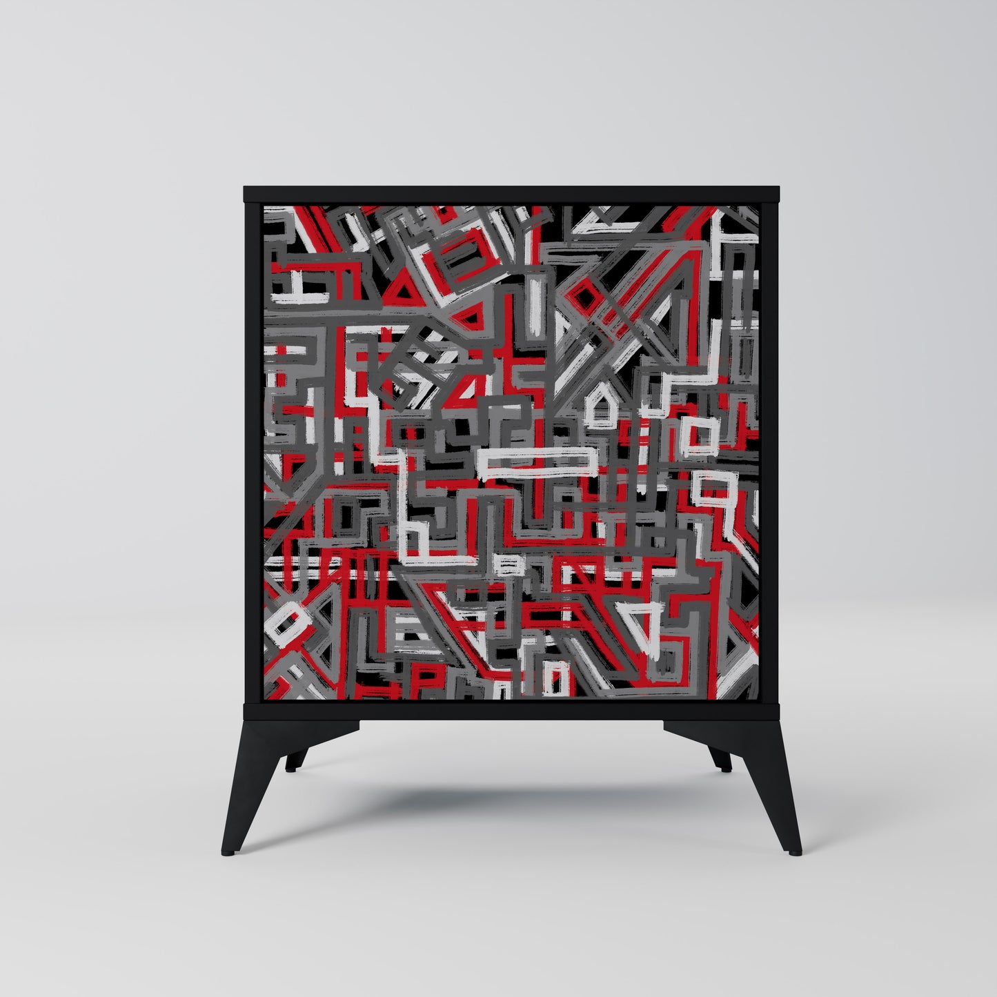 Credenza BROKEN LINES a 1 anta con finitura nera