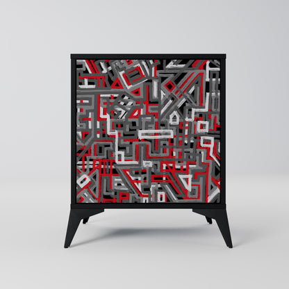 Credenza BROKEN LINES a 1 anta con finitura nera