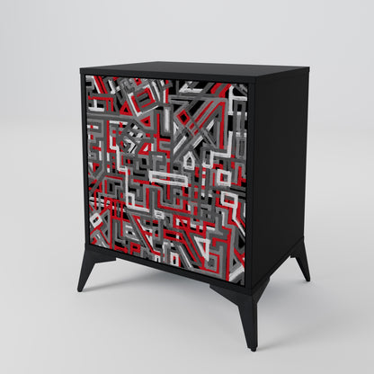 Credenza BROKEN LINES a 1 anta con finitura nera